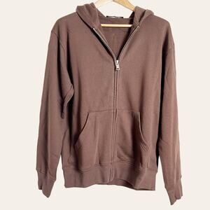 Naked Wardrobe Men’s The Zipped Up Hoodie in Chocolate Brown NEW
